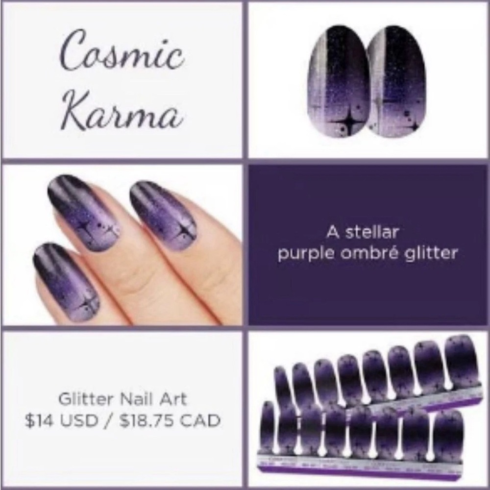 Color Street Cosmic Karma Purple Ombré Glitter Press-On Nails